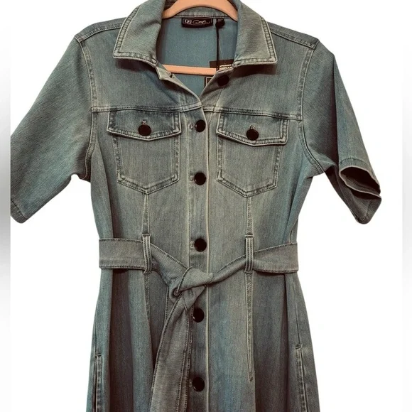 DG2 Stretch Knit Denim Shirtdress - Picture 6 of 11